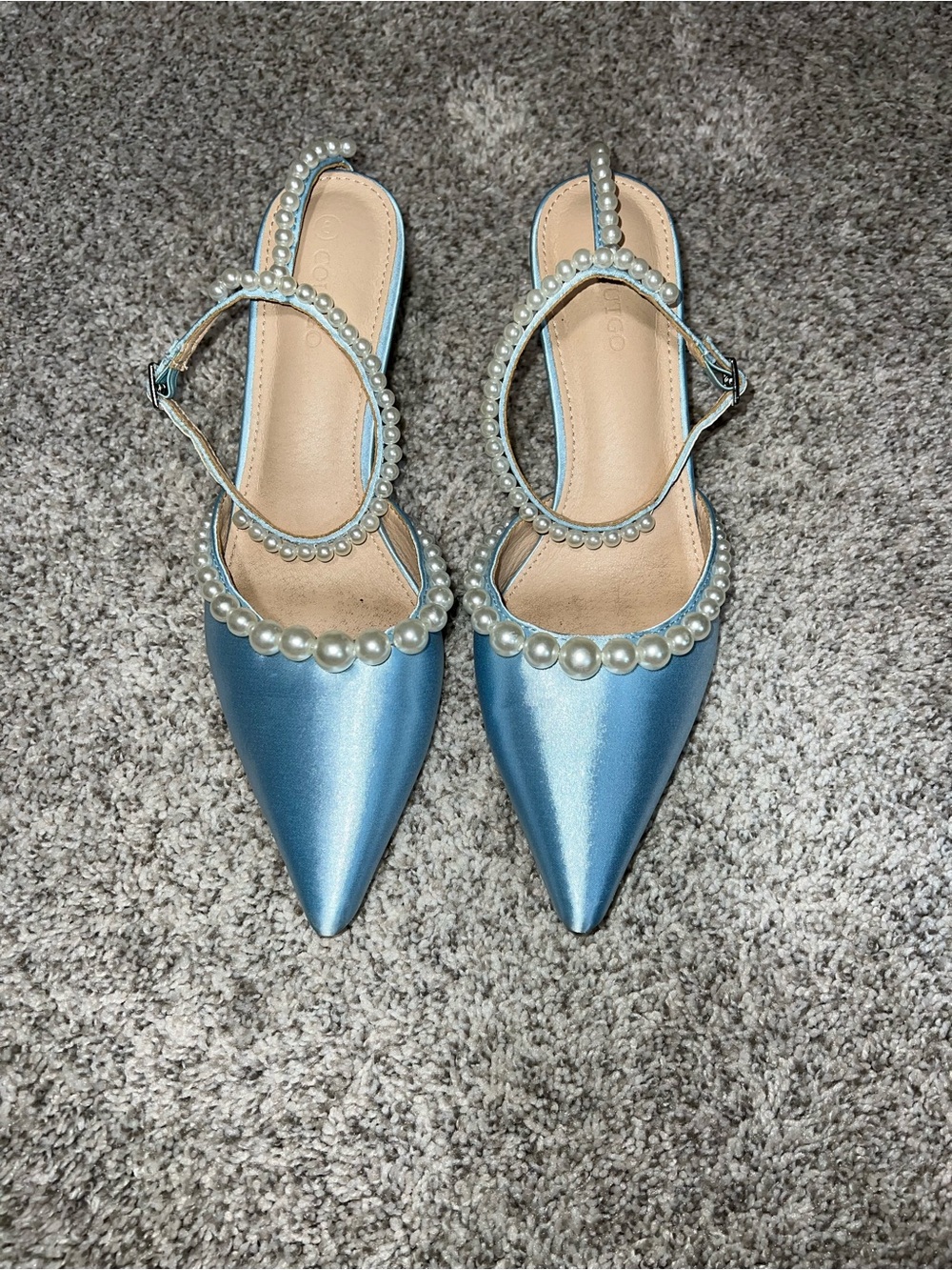 Pearl-Trim Satin Heels